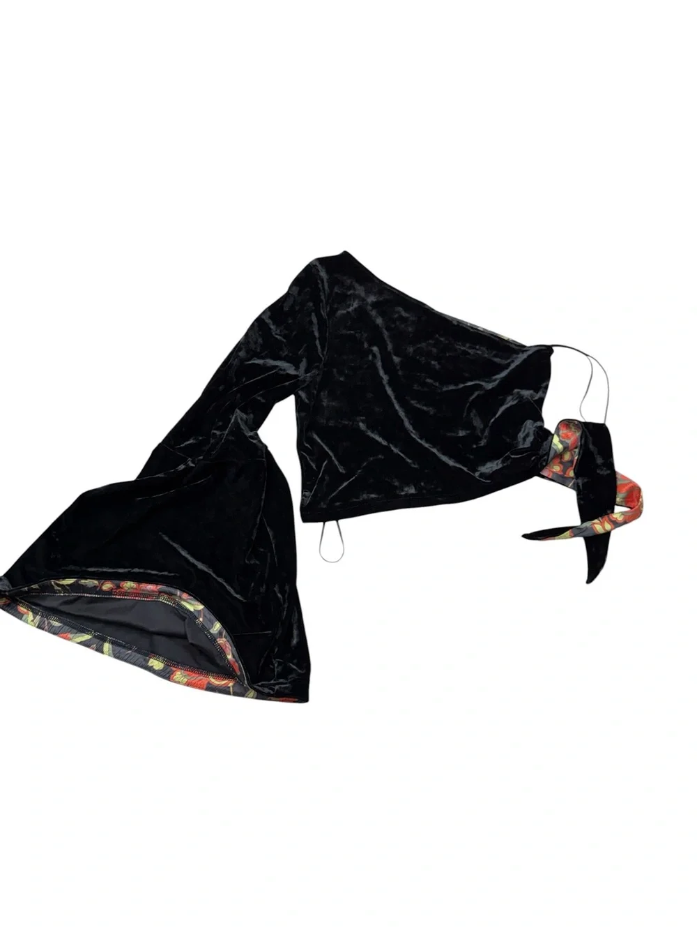 Free People Black One-Shoulder Top with Cream Wide-Leg Pants - Picture 3 of 10